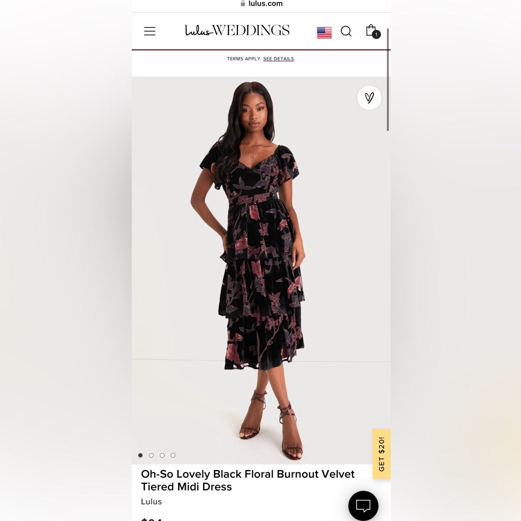 Lulu Oh So Lovely Black Floral Burnout Velvet Tiered Midi Dress